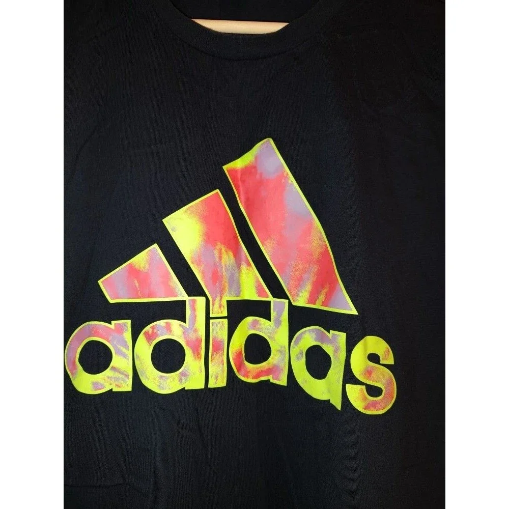 Men's Adidas Spell Out Black Cotton T Shirt Size Large